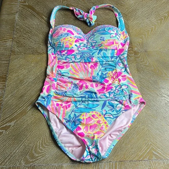 LILLY PULITZER Kolka One Piece Sea Glass Aqua L76056 Women's Swimsuit 2 - Picture 9 of 14